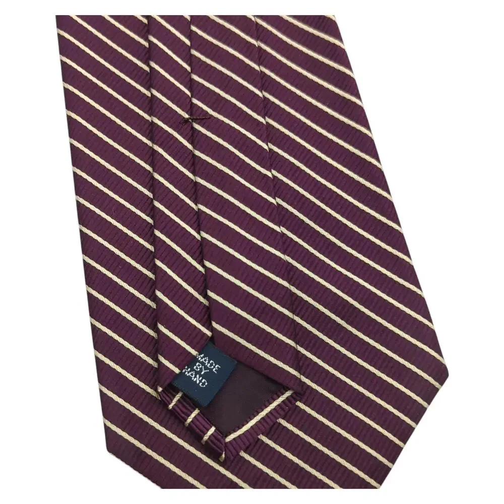 Polo Ralph Lauren Silk Tie Repp Striped Necktie Purple White Vintage 55